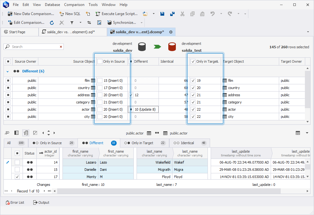 Exclude the Only in Source records