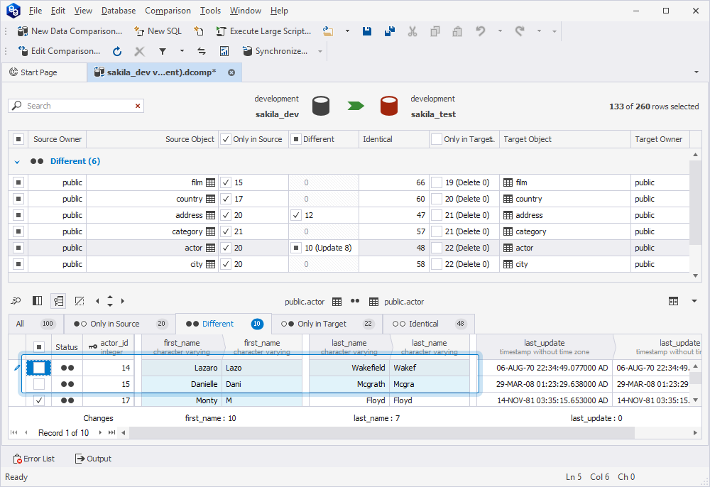 Exclude the records that shouldn't be updated in the target database