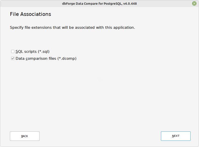 File Associations page