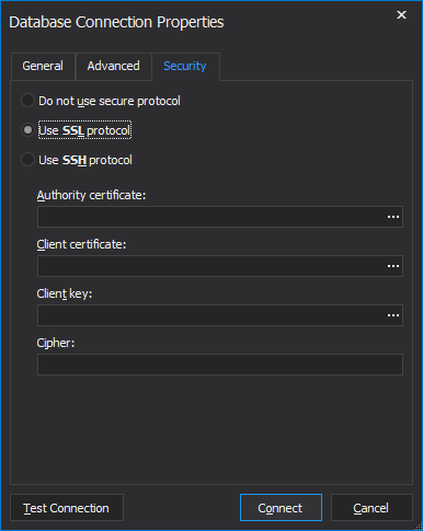 Security tab - Use SSL