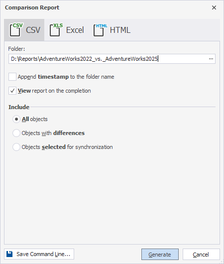 CSV report