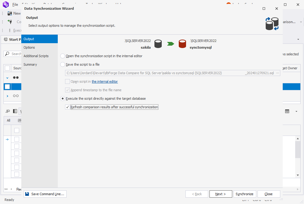 Sync data from SQL to MySQL via ODBC provider