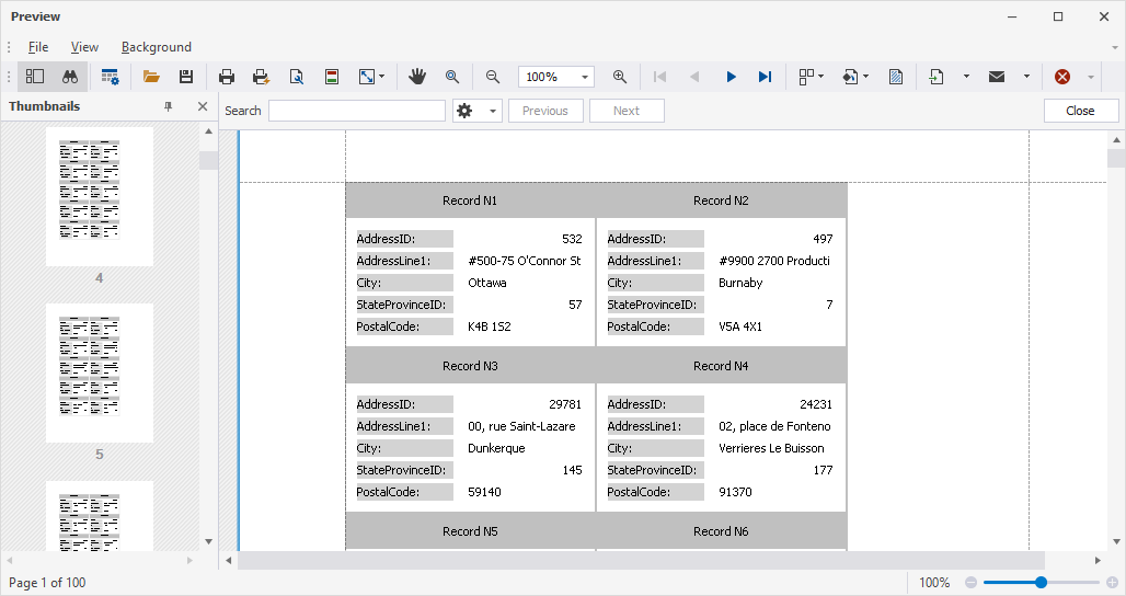 Printing - Preview window