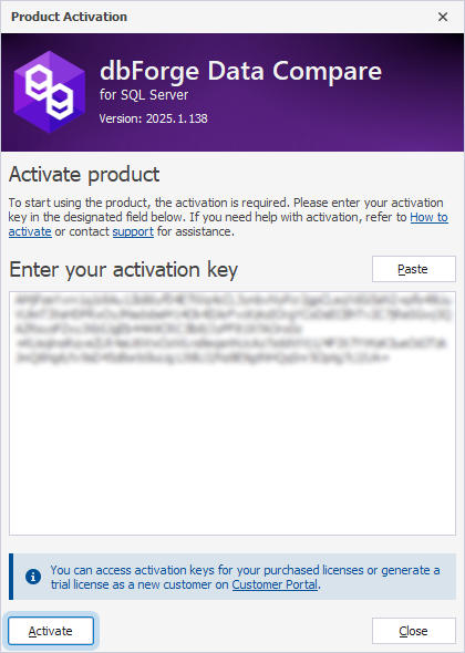 The Product Activation dialog