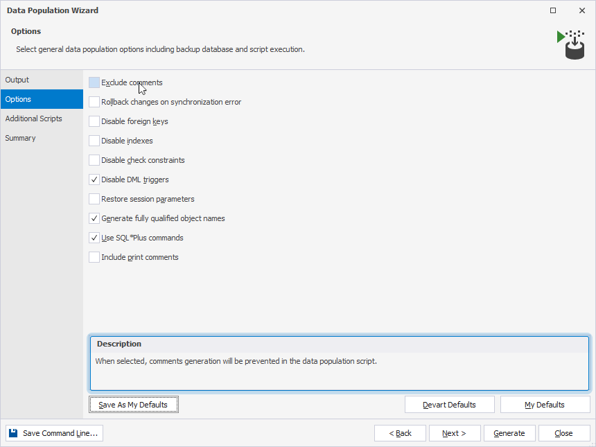 Data population options