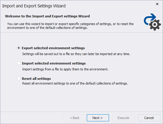 Import and Export Settings Wizard