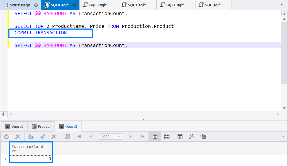 Set IMPLICIT_TRANSACTIONS