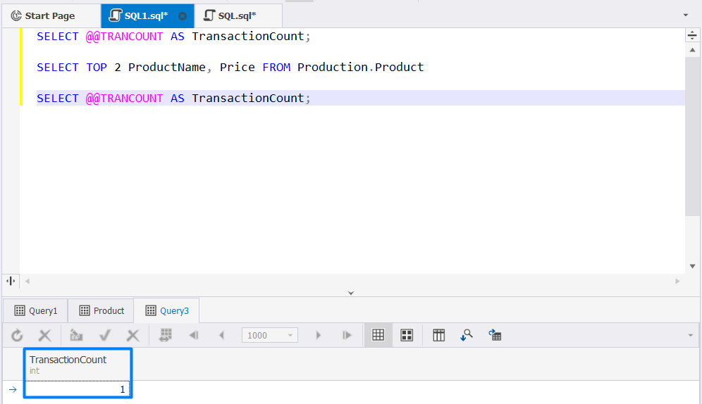 Set IMPLICIT_TRANSACTIONS