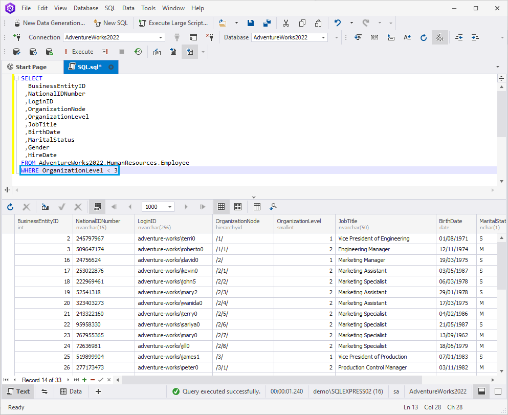 Filtering data