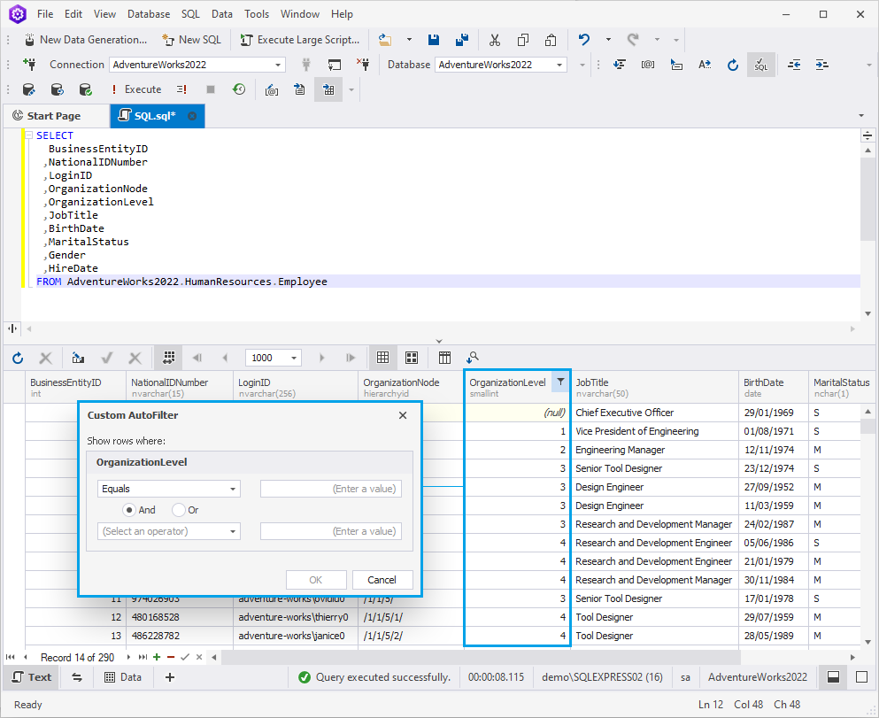 Filtering data