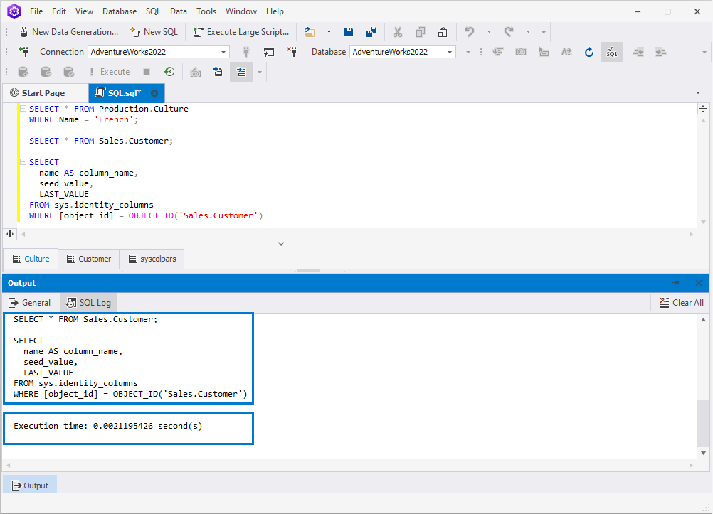 Output SQL Log