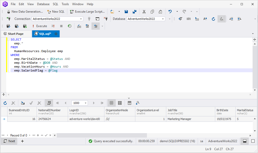 Output window