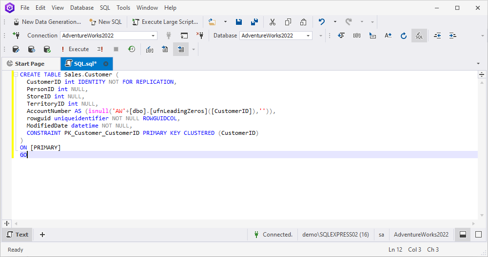 SQL script
