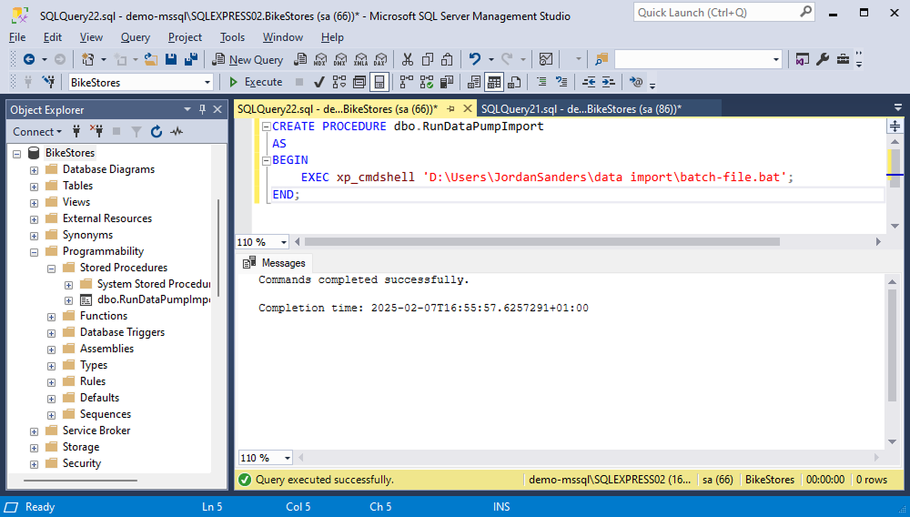 Create stored procedure