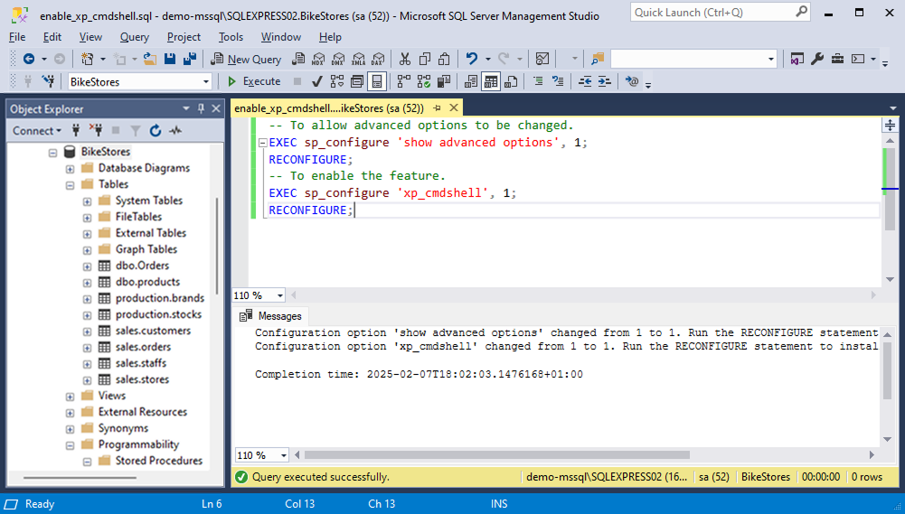 Enable xp_cmdshell
