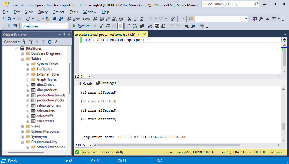 Execute stored procedure