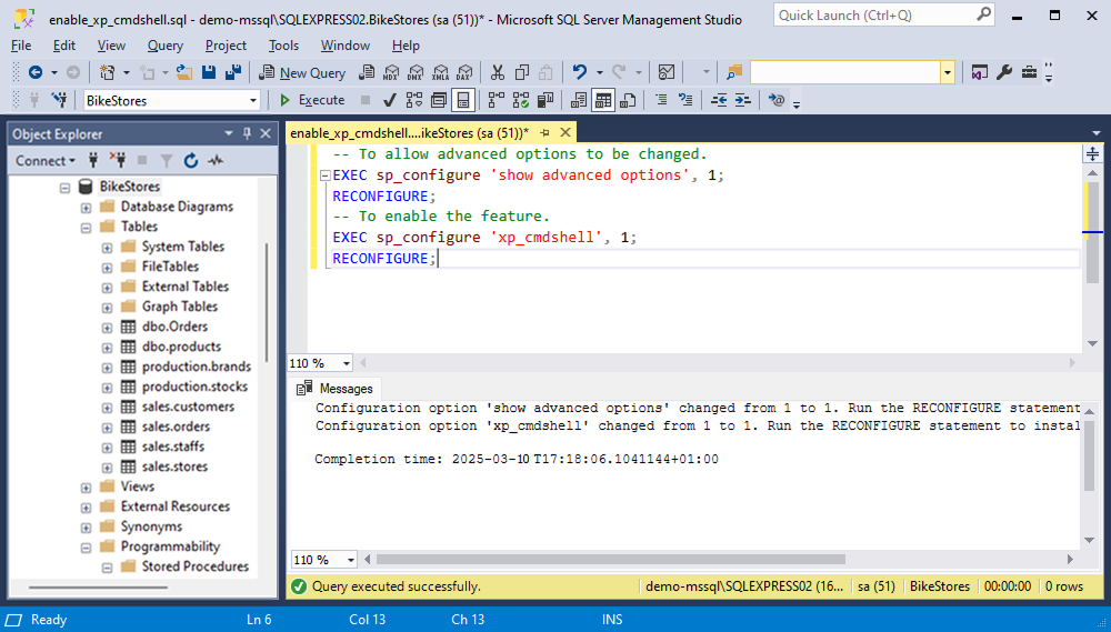 Enable xp_cmdshell