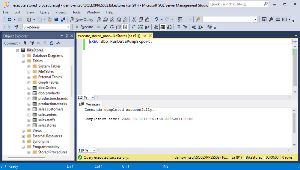Execute stored procedure