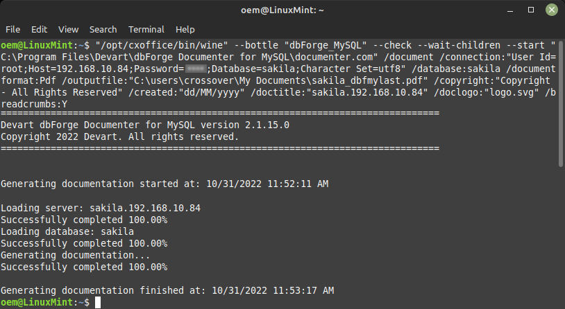 Documentation generation from CLI