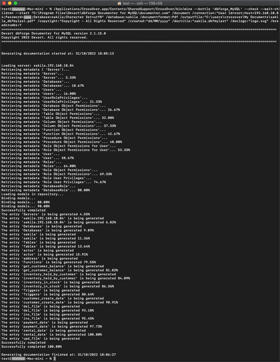 Documentation generation from CLI
