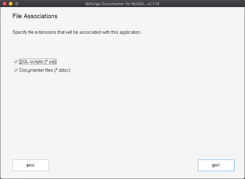 File Associations page