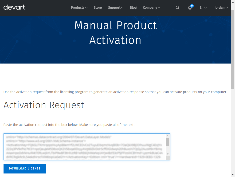 Activation page