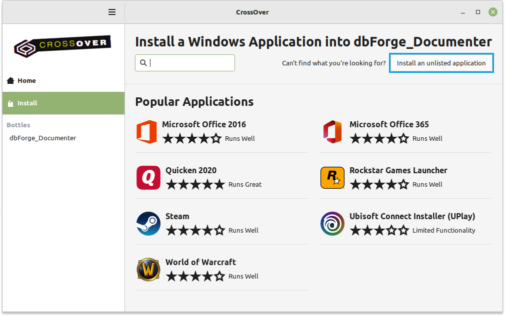 Install an unlisted application