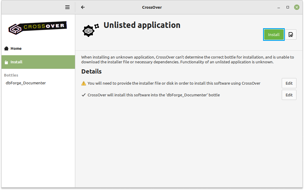 Install an unlisted application