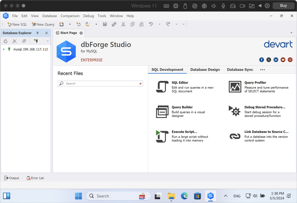 Open dbForge Studio