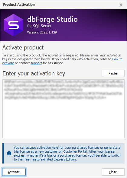 The Product Activation dialog