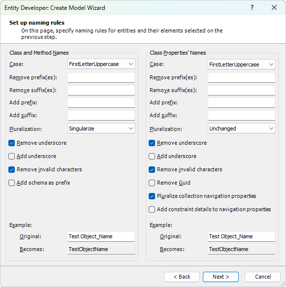 Configure naming rules