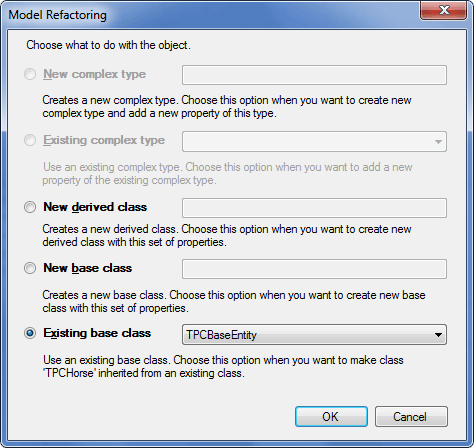 Model Refactoring dialog for second derived class