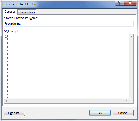 Displaying the General tab of the Command Text Editor page