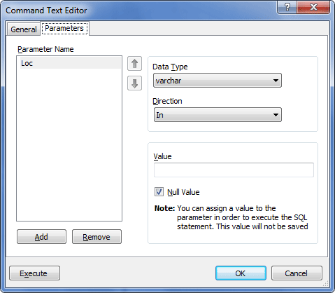 Command Text Resultset - Parameters