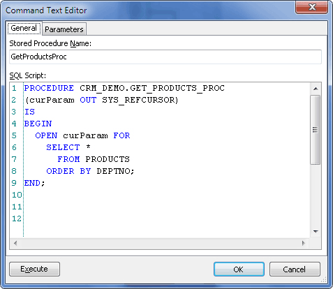 Command Editor Stored Procedure