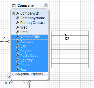 Company class with selected properties