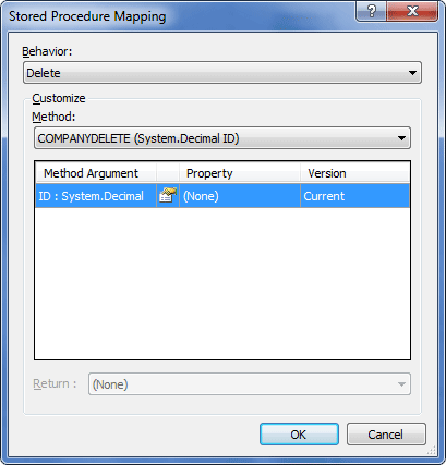 Configure Behavior window
