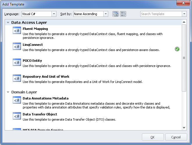 Add Template dialog
