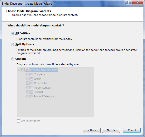 Choose Model Diagram Contents page