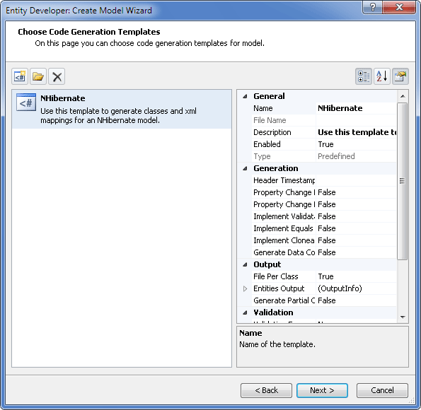 Choose Code Generation Templates