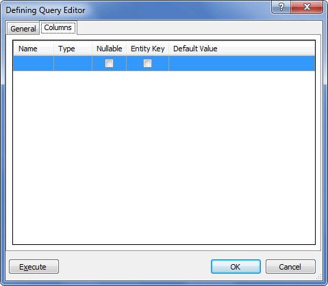 Displaying the Columns tab of the Defining Query Editor page