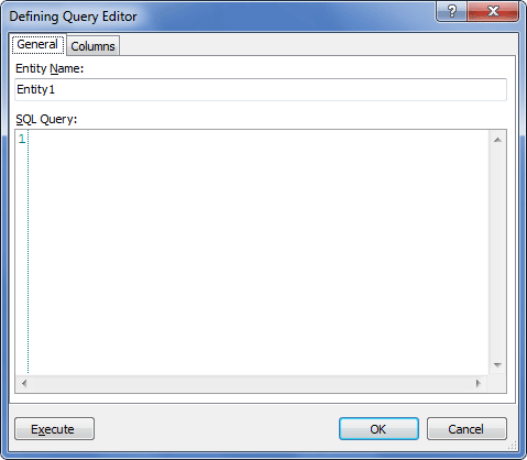 Displaying the General tab of the Defining Query Editor page