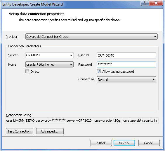 Configure data connection properties