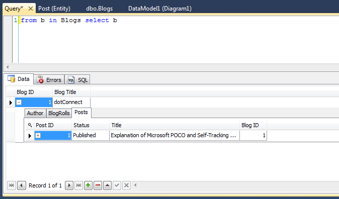 Displaying the result of performing the query