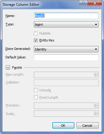 Displaying the Storage Column Editor dialog