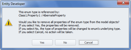 Warning when deleting a enum type