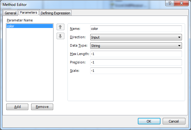 Method Editor - Parameters tab