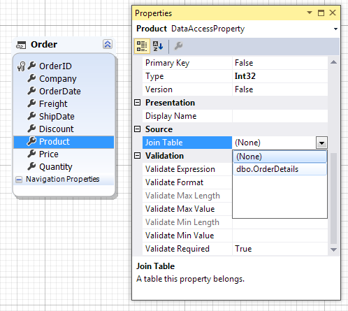 Join table properties mapping result