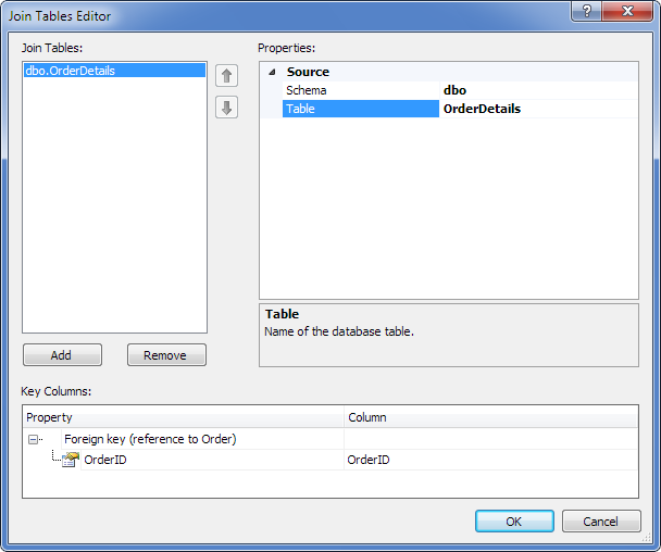Join Tables Editor dialog