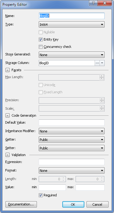 Displaying the Property Editor dialog for the created class